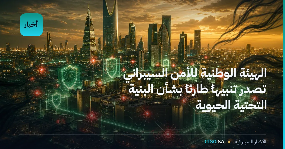 الهيئة الوطنية للأمن السيبراني تصدر تنبيهاً طارئاً بشأن البنية التحتية الحيوية