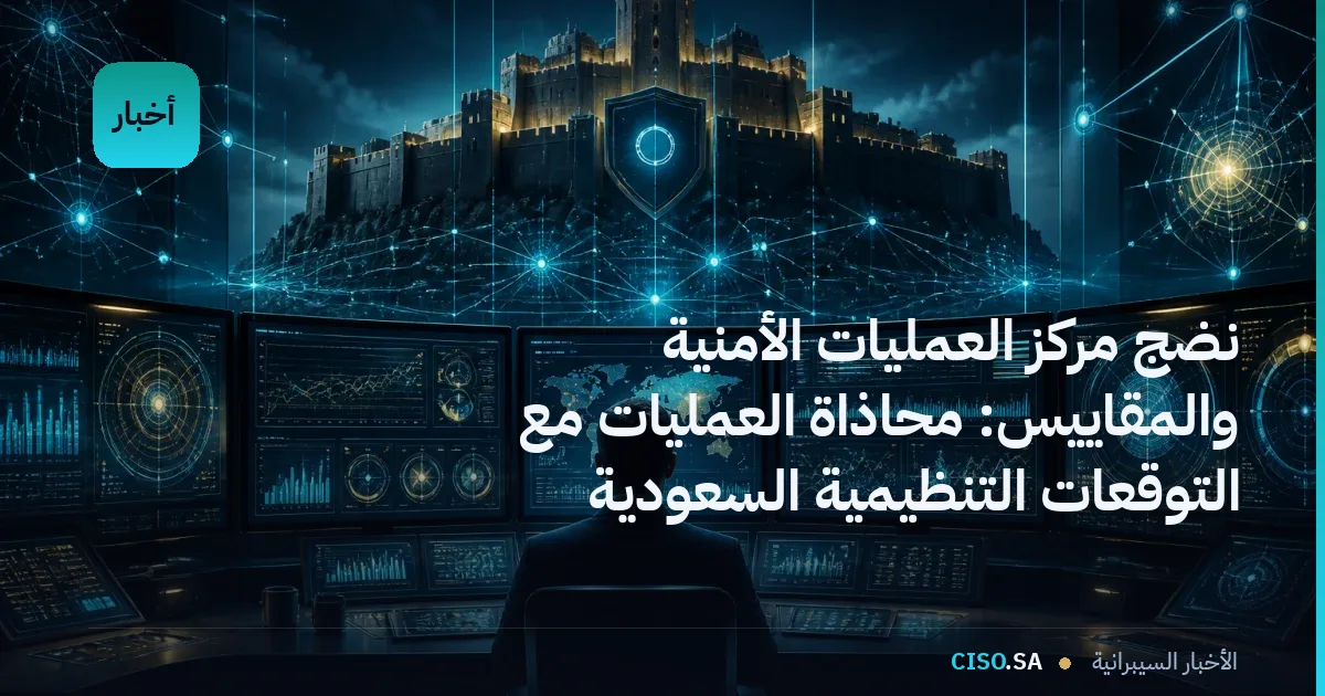 نضج مركز العمليات الأمنية والمقاييس: محاذاة العمليات مع التوقعات التنظيمية السعودية